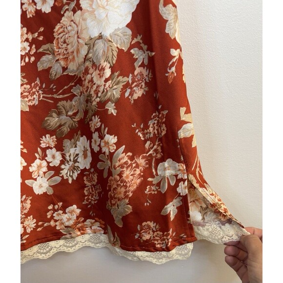 THAT'S SO FETCH Rhea Slip Dress Women 2 Orange Floral Bodycon Spaghetti Straps - Picture 6 of 13